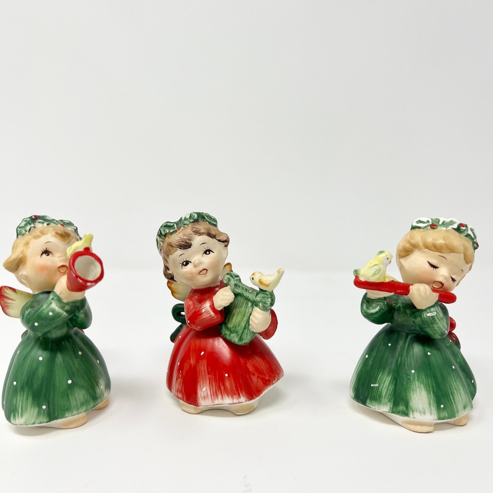 Vintage 1950's Set of 3 Lefton Christmas Angels Musical 1259N - Picture 1 of 8
